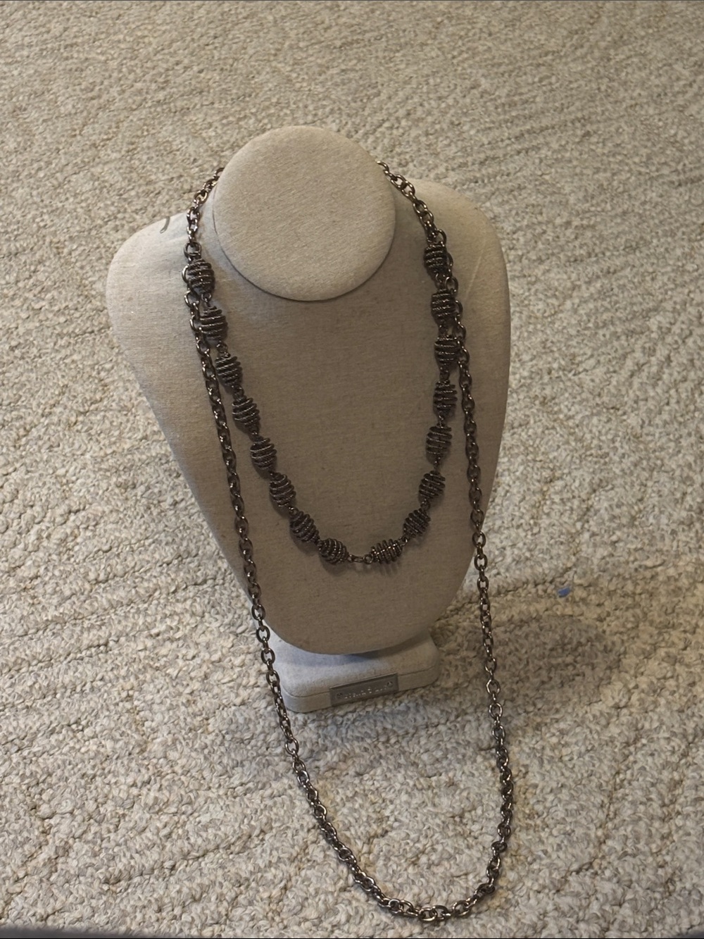 Vintage bees nest short  Beaded Link Necklace also attached long chain necklace